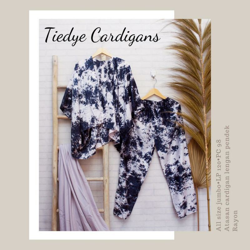 SETELAN WANITA MURAH ! ONE SET CARDIGAN JUMBO RAYON TIEDYE/OVERSIZE PIYAMA KIMONO|BAJU LEBARAN-8