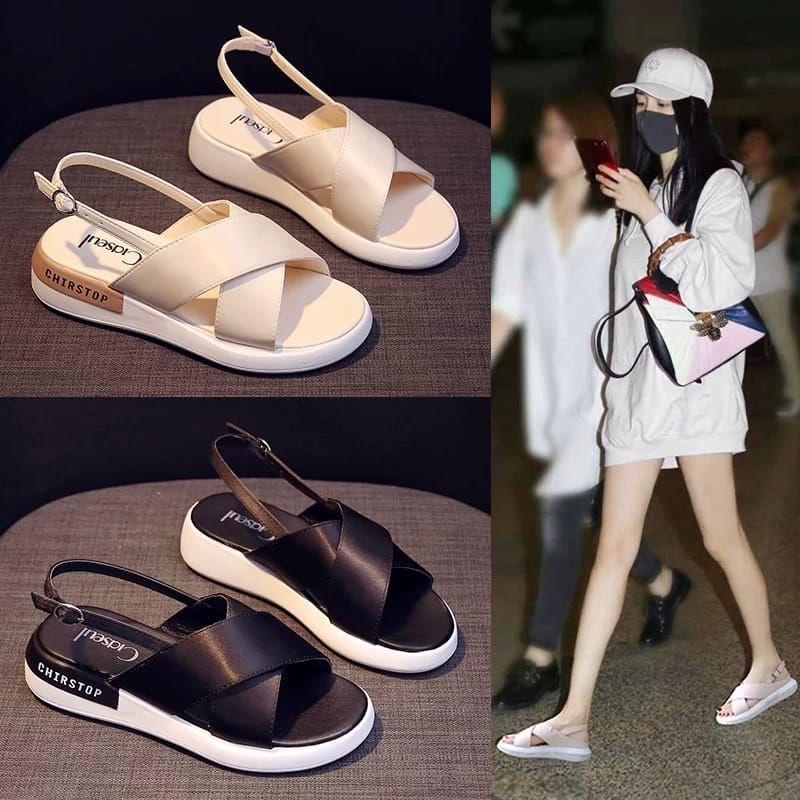 SALE !!! Sandal Wedges Wanita Korea Christop DR29