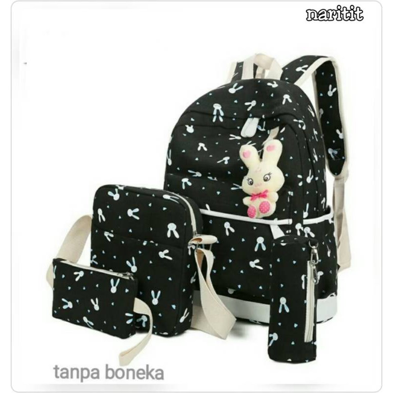 DANZ R SHOP.TAS RANSEL ANAK SEKOLAH KARAKTER KELINCI 4in1 SET ADA SAKU LAPTOP KOTAK PENSIL SELEMPANG