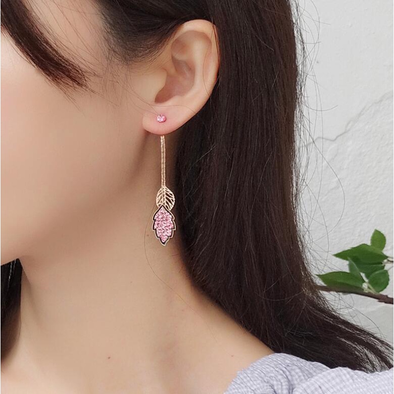 925 perak leaf-shapepd stud anting-anting wanita sederhana dingin anting-anting aksesoris baru trend