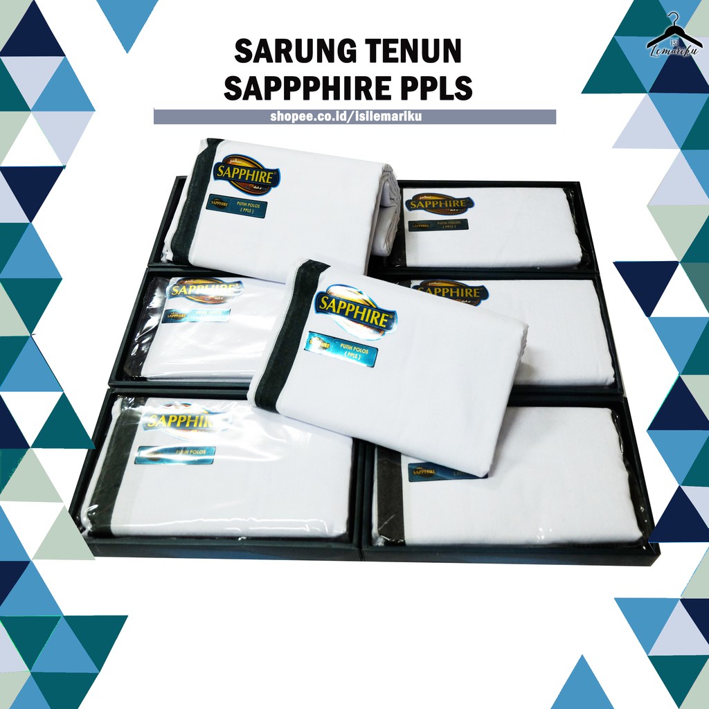 Sarung Tenun Sapphire Putih Polos