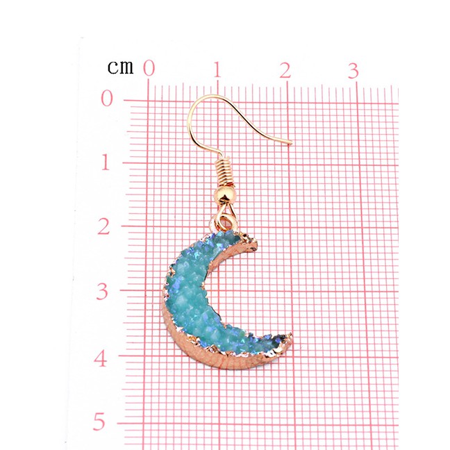 LRC Anting Gantung Fashion Natural Stone Crescent Resin Earrings F66647