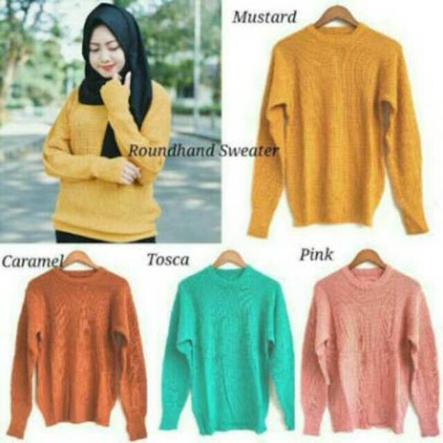 Sweater Roundhand Rajut | Baju Rajut Kaos Cewek