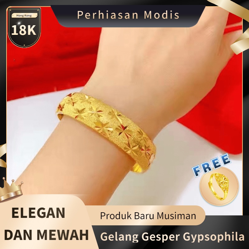 Gelang Emas Wanita Hong Kong Fashion Sederhana Gelang Hadiah Ulang Tahun