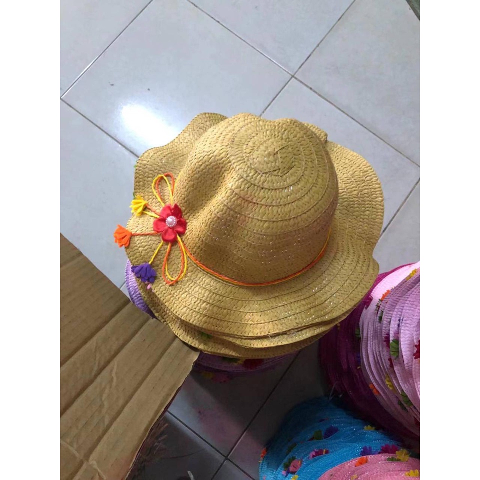 Topi Pantai Anak Jerami  Import T53-Coklat