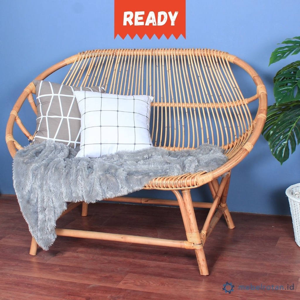 KURSI SOFA ROTAN 2 DUDUKAN | RATTAN SOFA 2 SEATER