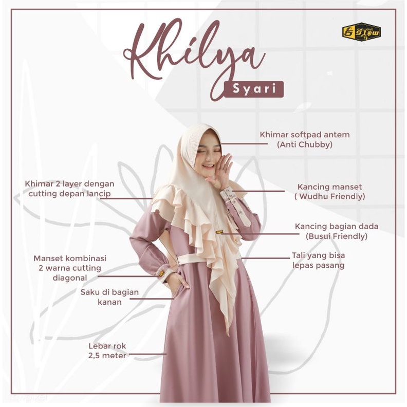 Ready Gamis Set Khimar Khilya Syar'i Glow Exclusive