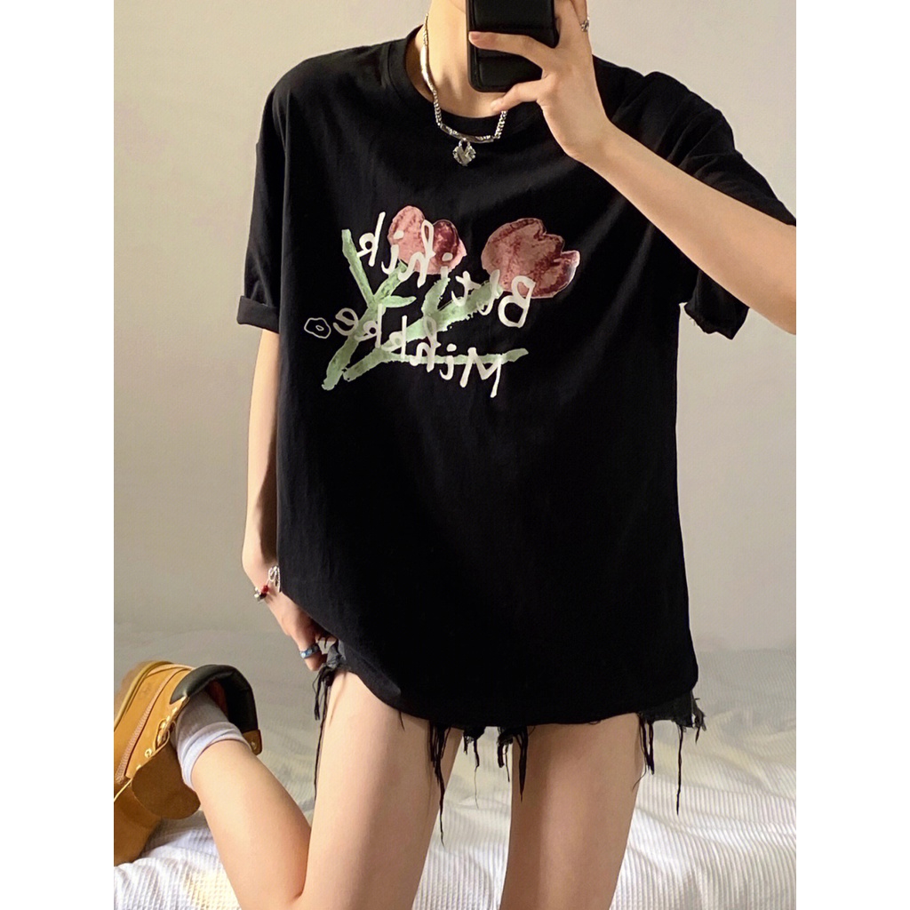 t shirt baju wanita huruf rose kaos wanita kaos oversize baju atasan wanita baju oversize wanita t shirt pria kemeja pria lengan pendek t shirt wanita pakaian wanita kaos wanita lengan pendek baju oversize