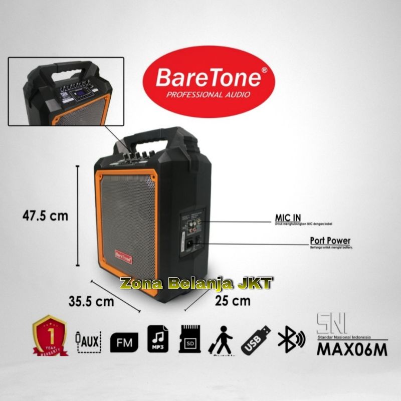 SPEAKER PORTABLE BARETONE 6 INCH MAX 06M BLUETOOTH WIRELESS MEETING ORIGINAL