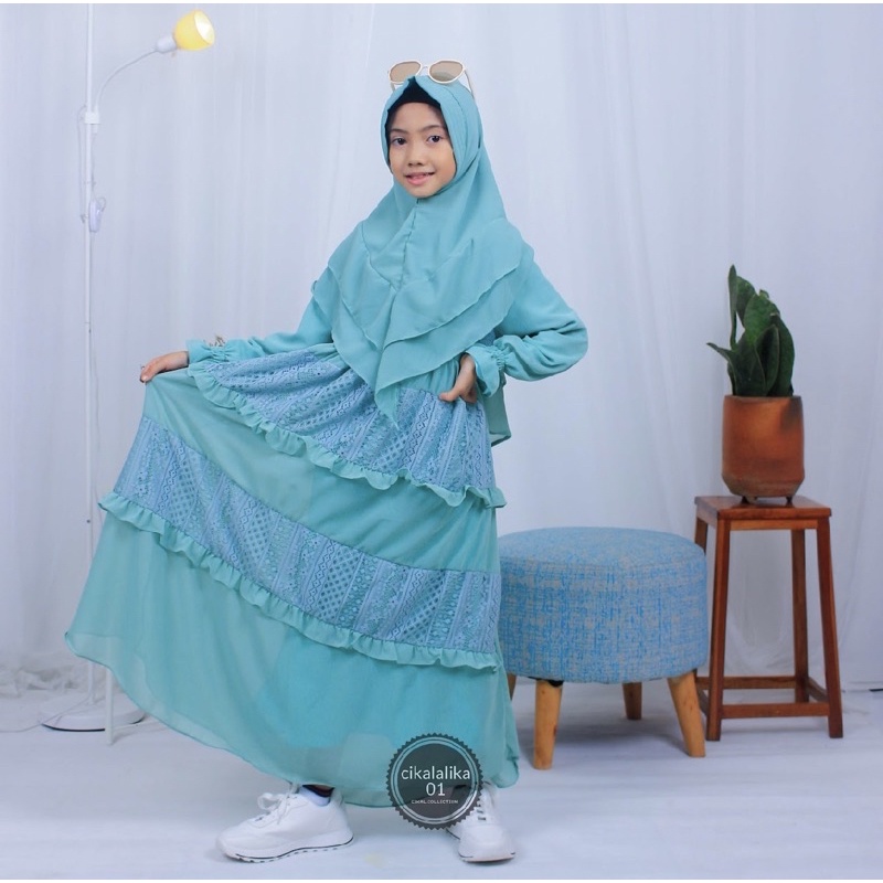 SET GAMIS ANAK BRUKAT MALIKA SUSUN