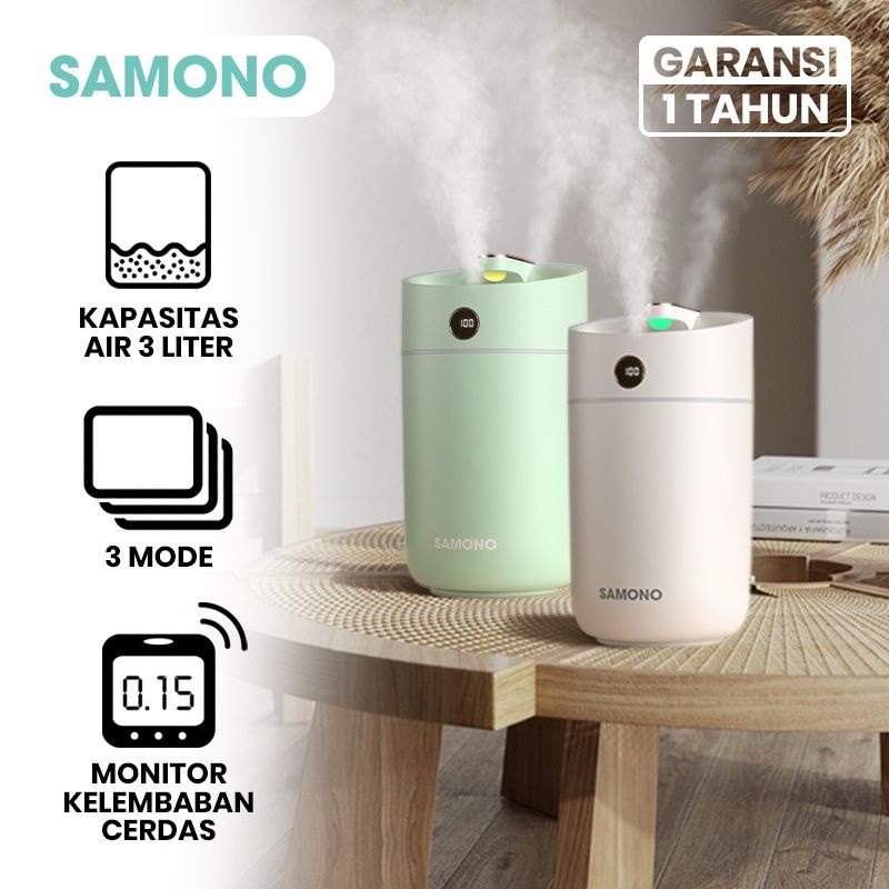 Samono SW-HU100 3L Air Humidifier Nozel Ganda Design Ergonomis 7 Warna Lampu