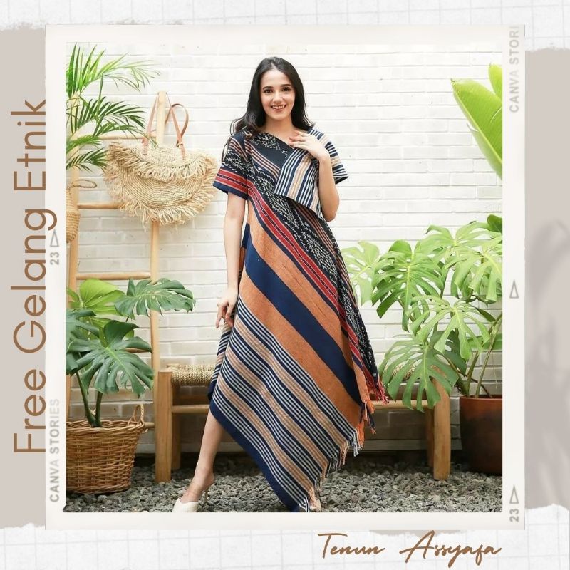 Dress Tenun Ikat Troso • Dress Etnik Tenun Blangket • Tunik Tenun Ikat OT30