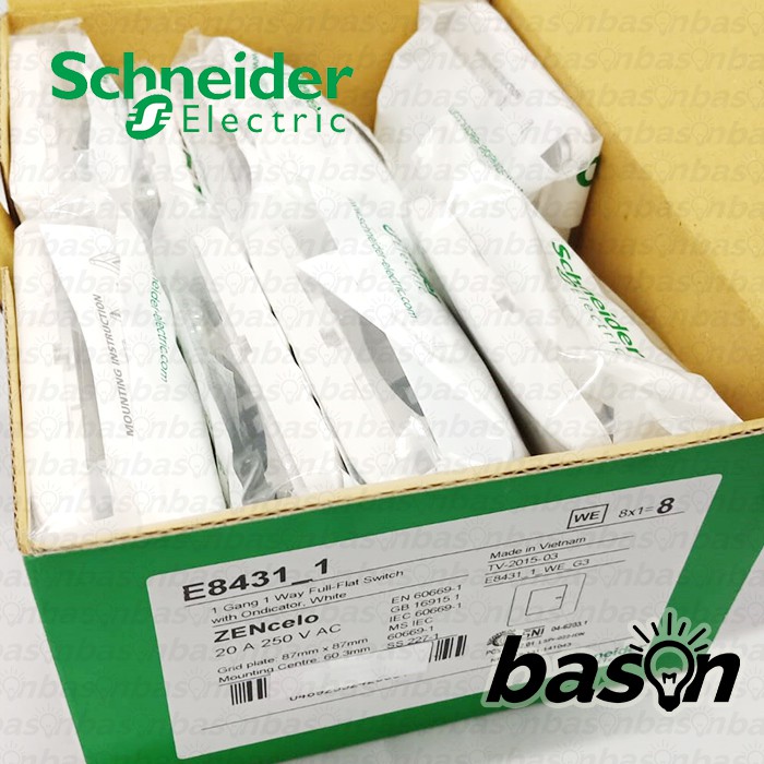 SCHNEIDER ZENcelo 1 Gang 1 Way - Saklar 1 Tombol 1 Arah - Full Flat Switch - Saklar Datar