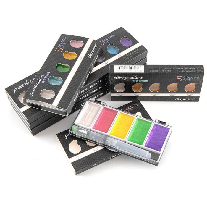 

Superior Watercolor Set 5 Metallic / Pearl / Gem Colors / Cat Air - Starry Colors
