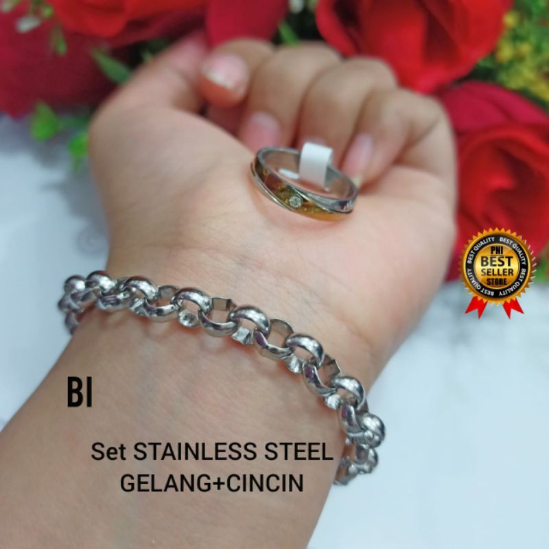 Fourfashion Gelang Tangan Pria Gratis Cincin Stainless stell PD025