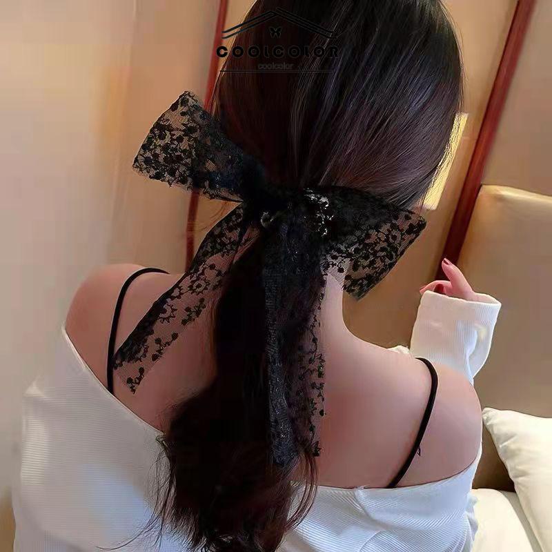 COD❤️Rambut Tali Sederhana Temperamen Renda Mutiara Jepit Rambut  Busur Simpul Rambut Band Karet Gelang Wanita Perhiasan Fashion Aksesoris Impor Murah