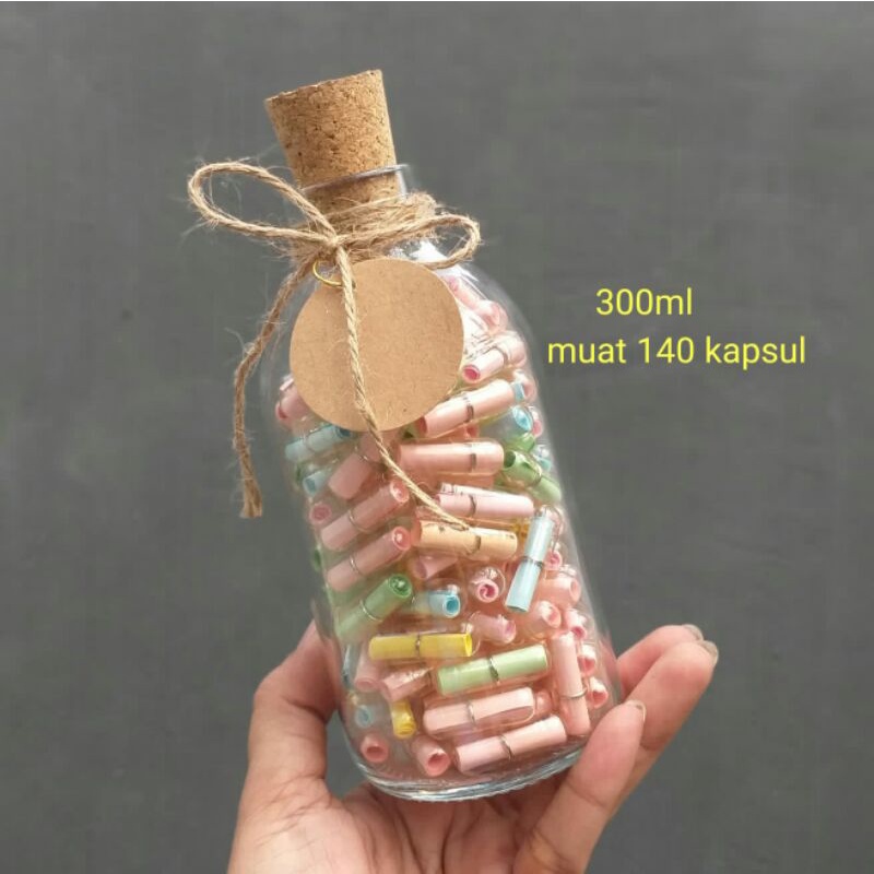 botol kaca kotak 350ml bulat 300ml cork free hangtag box bubble