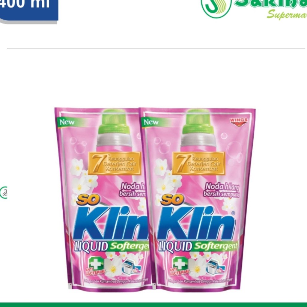 So Klin Liquid Softergent Pouch 400ml (2pcs)