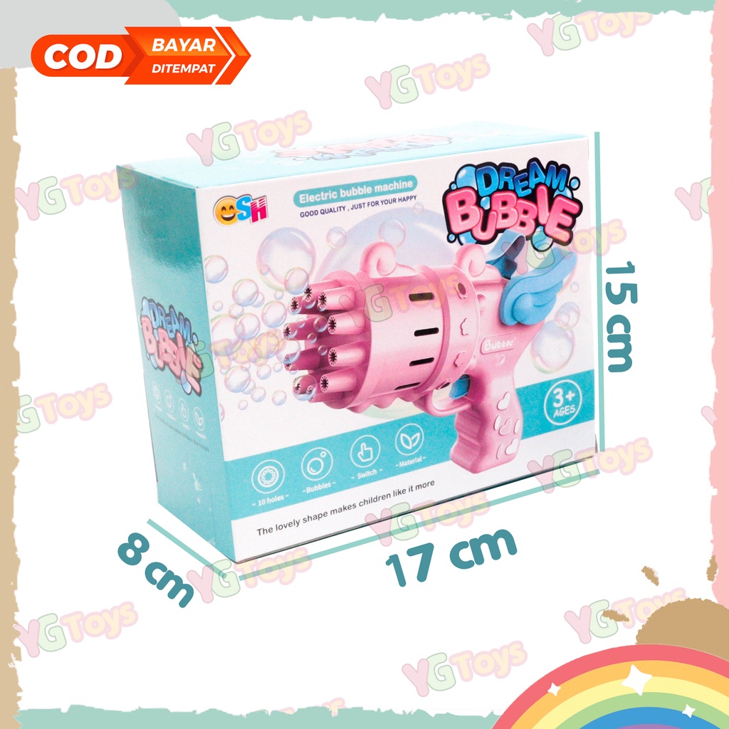 YGtoys Mainan Dream Bubble Gun Angel Sayap Gelembung Sabun Tembakan Balon Gatling Anak Elektrik Edukasi Edukatif