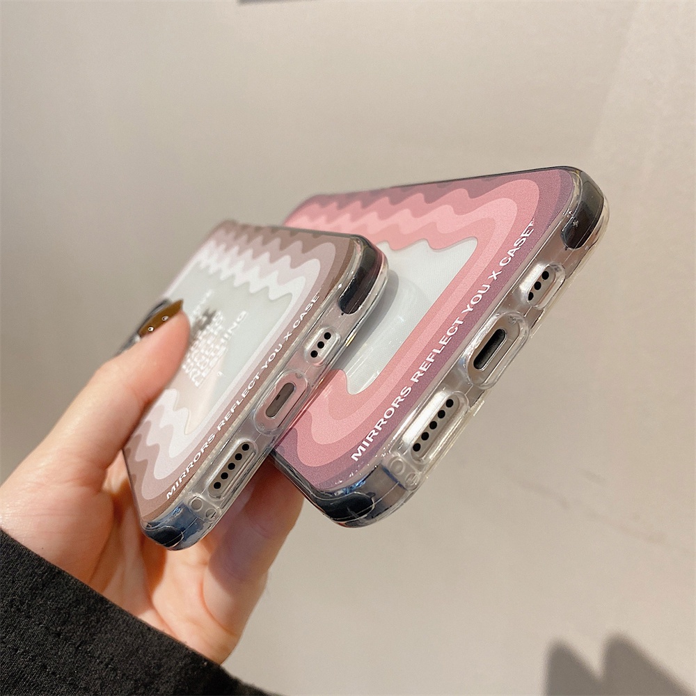 Casing Soft Case Motif Gelombang Warna Pink / Abu-Abu Untuk iPhone 11 / 12 / 13 Pro Max / 7 / 8 + / X / XR / Xs Max