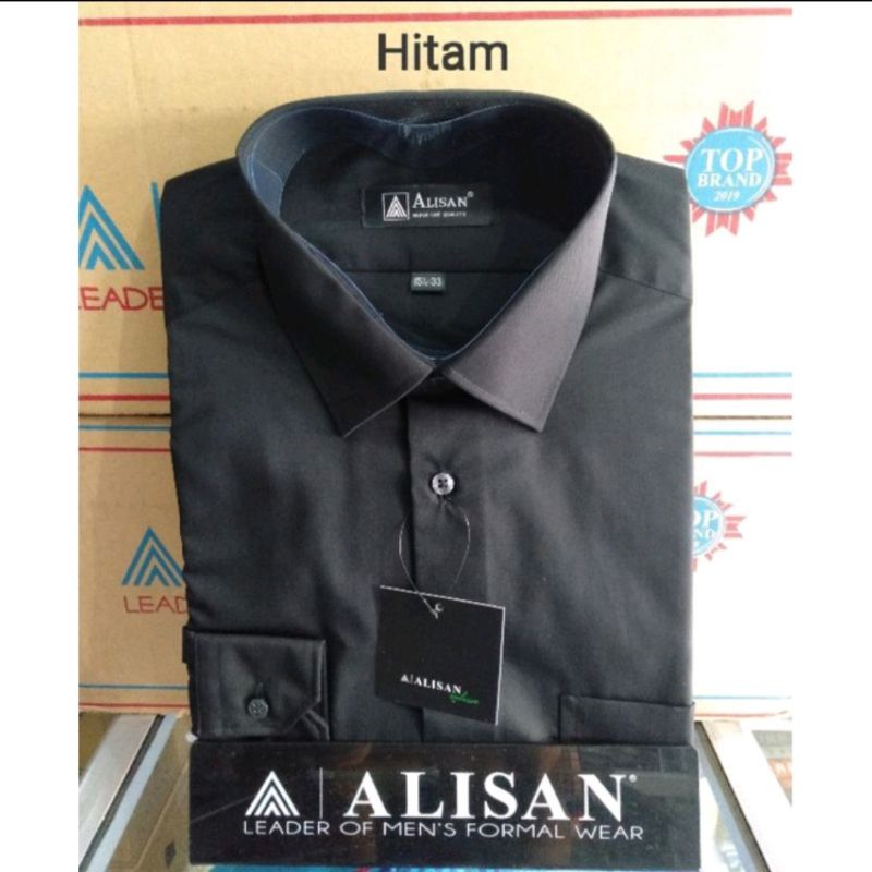 Alisan kemeja polos reguler hitam/putih /atasan kemeja polos alisan