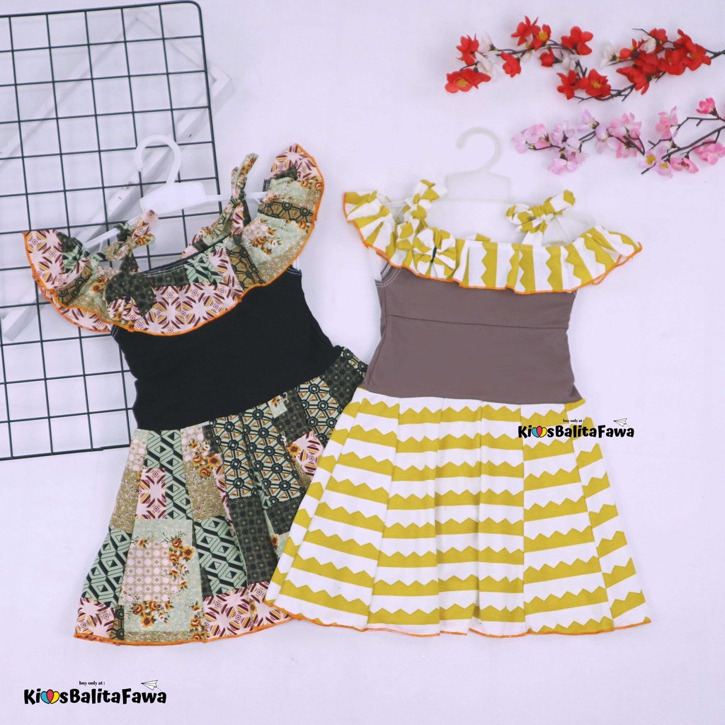 Dress Moza uk Bayi 3-12 Bulan / Baju Dres Anak Perempuan Gaun Import Kensi Tanktop Cewek Adem Murah