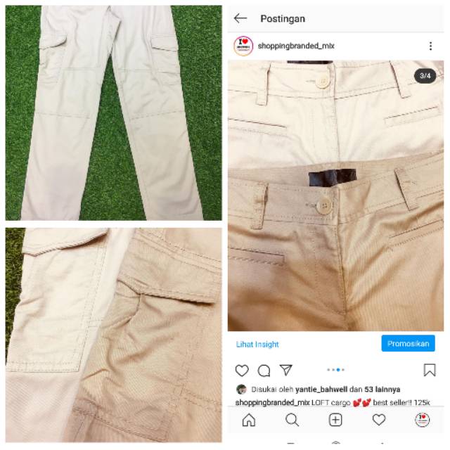  CELANA  CARGO  WANITA  CREAM MOCCA MERK  LOFT CASUAL Shopee 