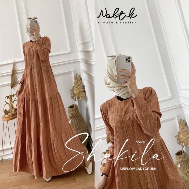 GAMIS GISKA LIO SYAHIRA AIRFLOW LADY CRUSH DRESS WANITA CIKA ZULFA CERIS BAVIN SHAKILA DRES MUSLIM