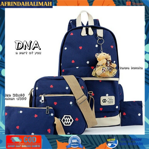 

[TERBARU] Tas Sekolah Anak Perempuan Set 4in1 Tulip - Biru