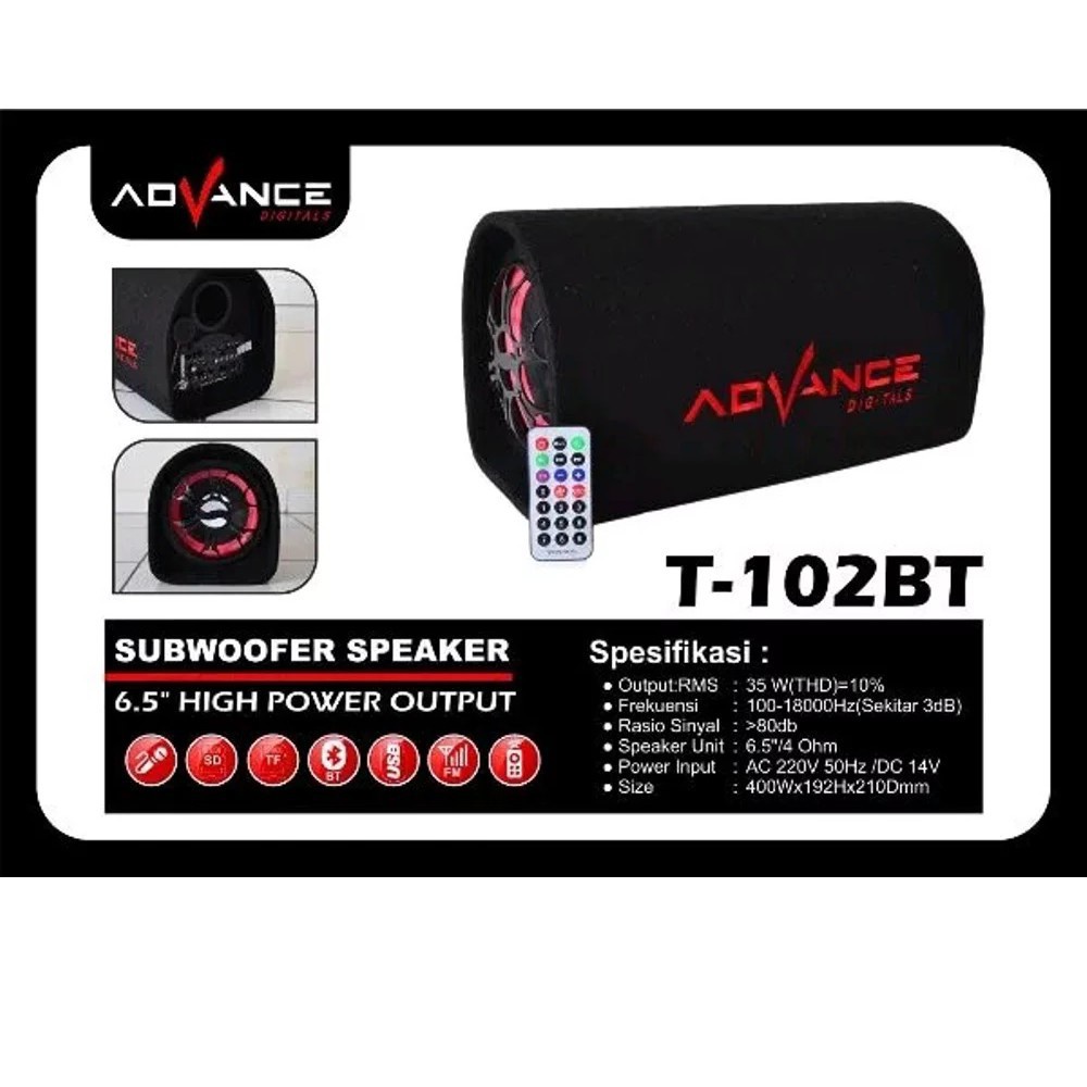 Speaker Tabung Bluetooth Subwoofer Advance T 102 Non BT/ BT / KF 6.5 inch