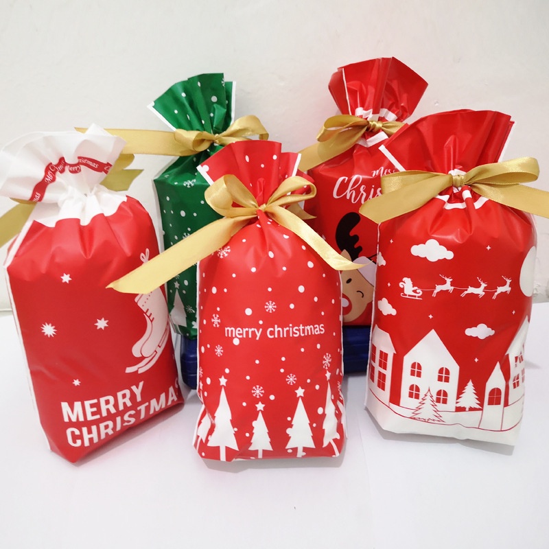 [ 10pcs Santa Gift Bag Candy Bag For Xmas  Home Decoration Products  ]