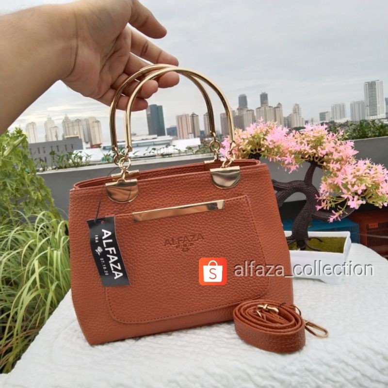 ALFAZA Tas Tenteng Emas Bahan Kulit Jeruk Behel