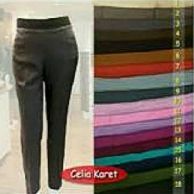 Celana bahan pinggang karet original celia