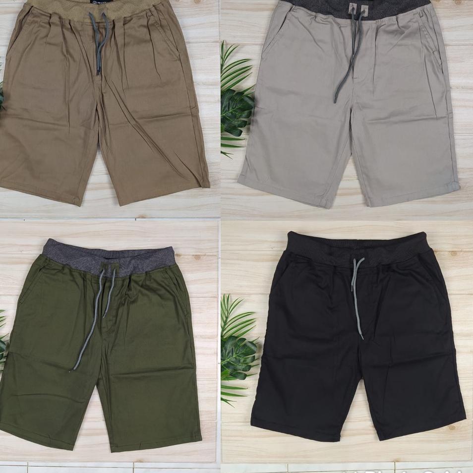 Telah Hadir.. NEVADA POLA BESAR woven cowok pria celana pendek kain chinos pinggang karet branded ma