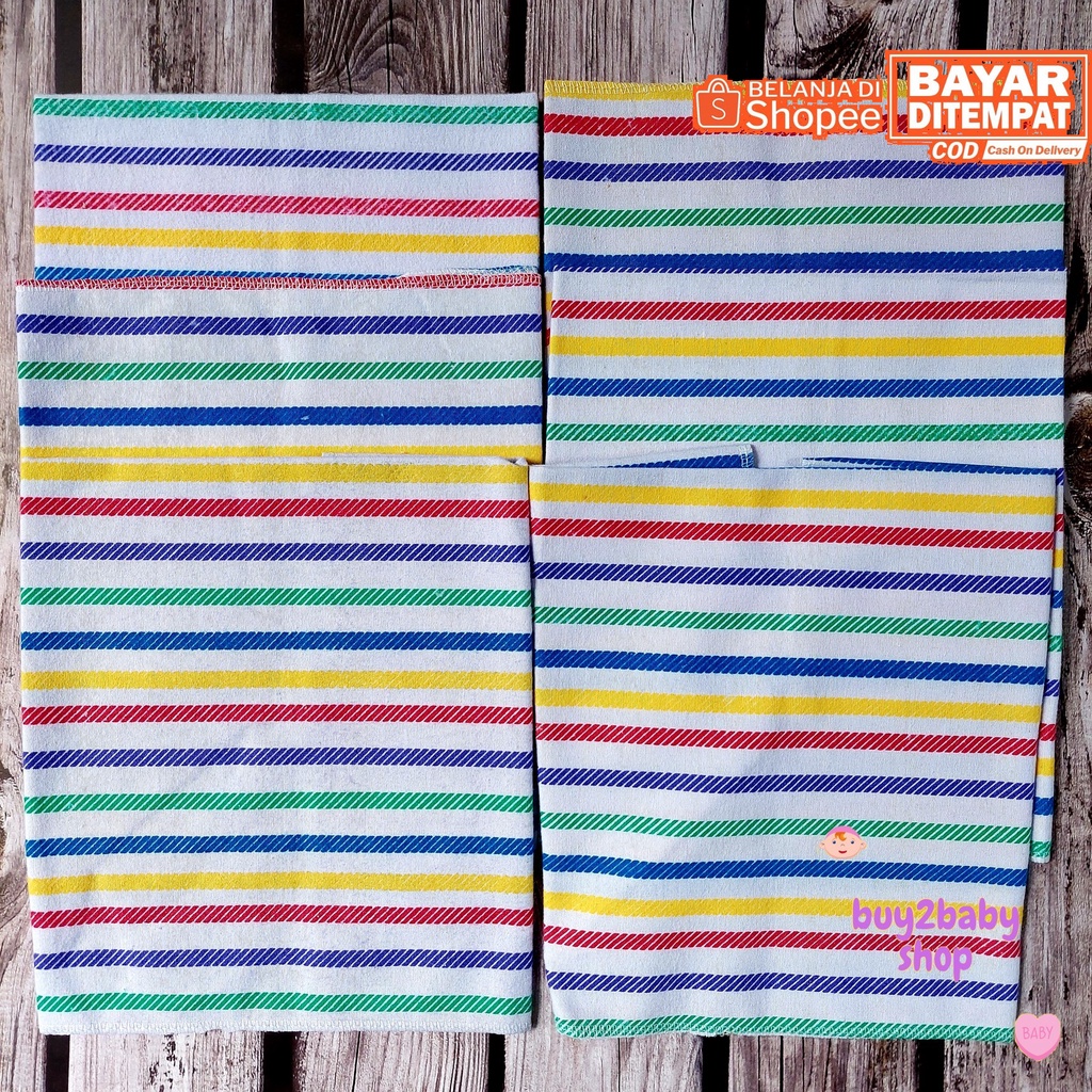 Alas ompol bayi bahan halus dan lembut mudah perawatan motif salur warna isi 3 PCS