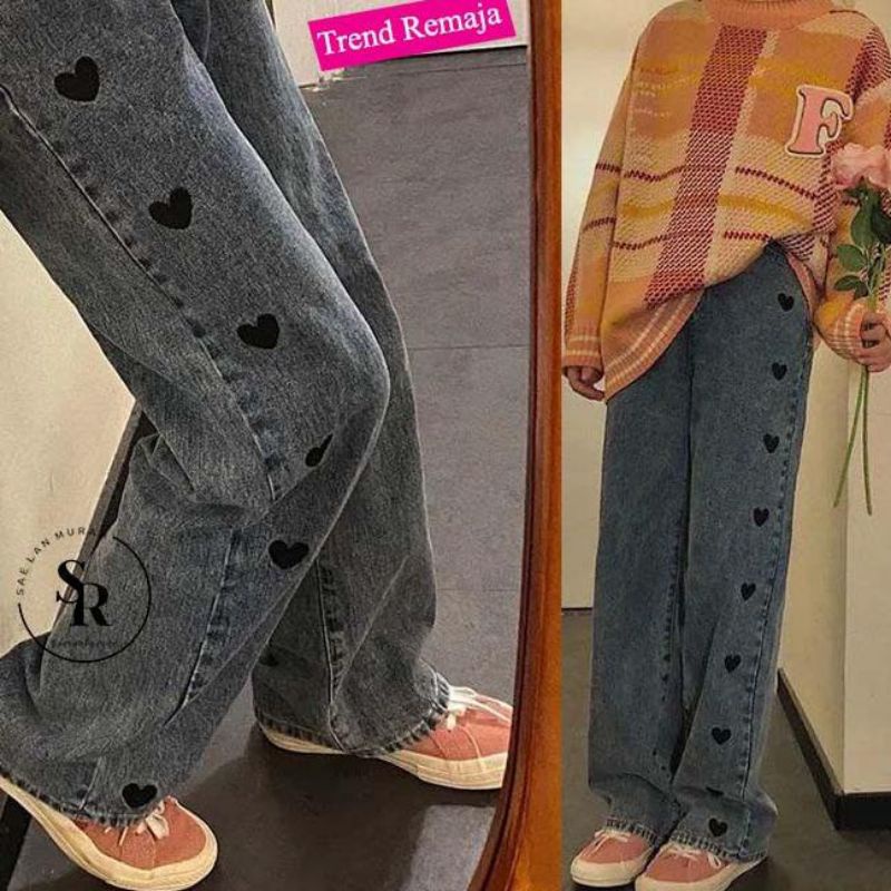 HIGH WAIST KULOT LOVE/KULOT JEANS LOVE/CELANA PANJANG HIGHWAIST KULOT JEANS LOVE BOY FRIEND JEANS/HI
