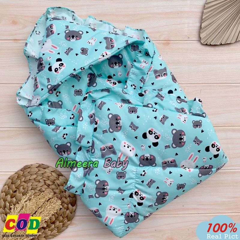 Almeera Baby - Selimut Bayi Badcover Bayi Baru lahir Topi Hoody Tebal dan Halus Ukuran 75cm x 75cm