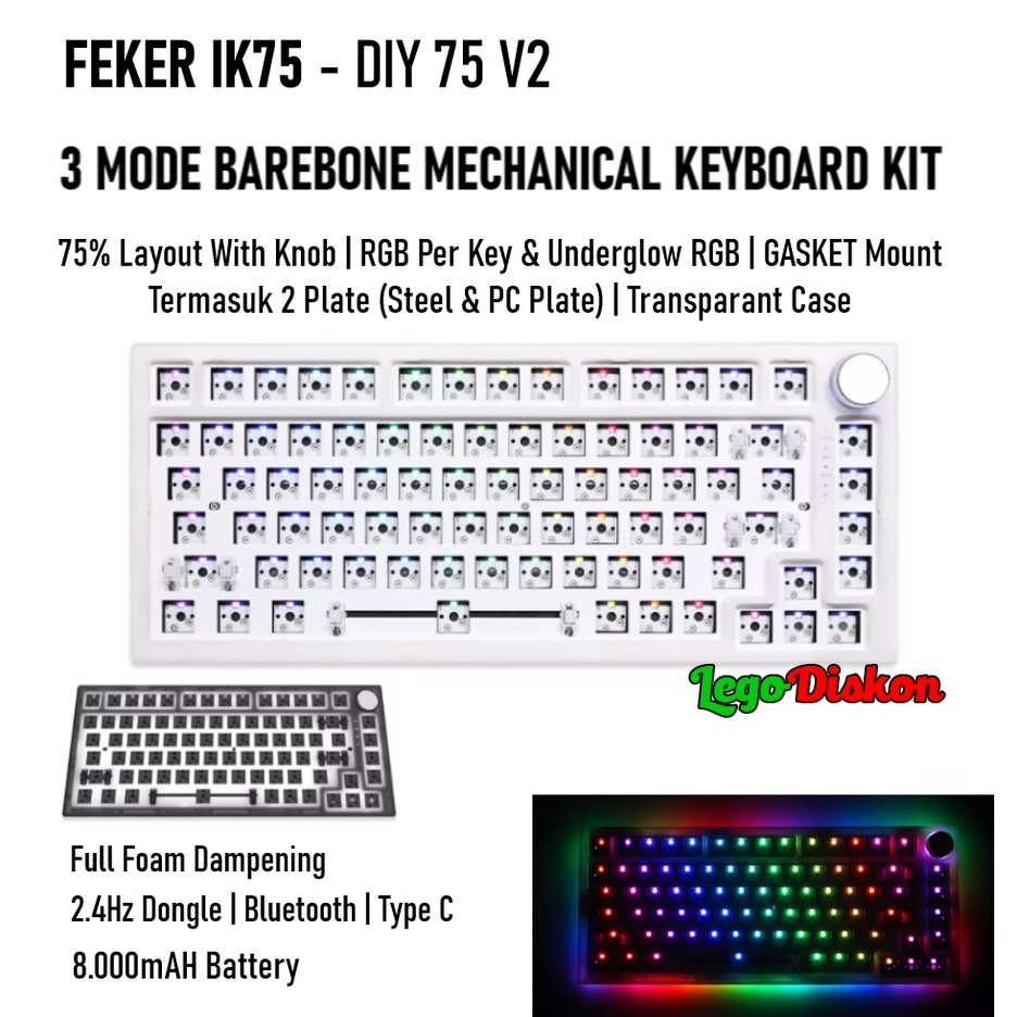 FEKER IK75 - DIY 75 V2 Barebone Mechanical Keyboard 3Mode Gasket Mount