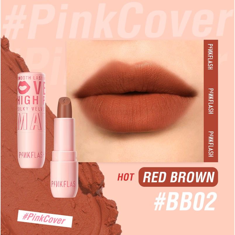 PINKFLASH PinkCover Cover Girl Velvet Matte Cream Lipstick PFL05 High Pigment Lasting Silky Soft Smooth Creamy Not Dry Lipmatte Lipstik Matte