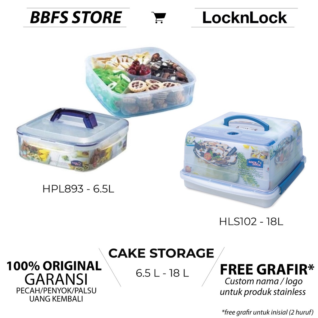 Lock n Lock Cake Storage HPL893 6.L HLS102 18L / Wadah kue / Kotak kue besar