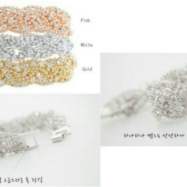 Gelang asli KOREA-berlian noblesse(warna emas putih/white)G014