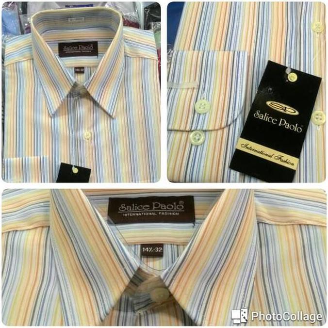 promo kemeja pria salice paolo panjang salur kuning biru reguler terbaru
