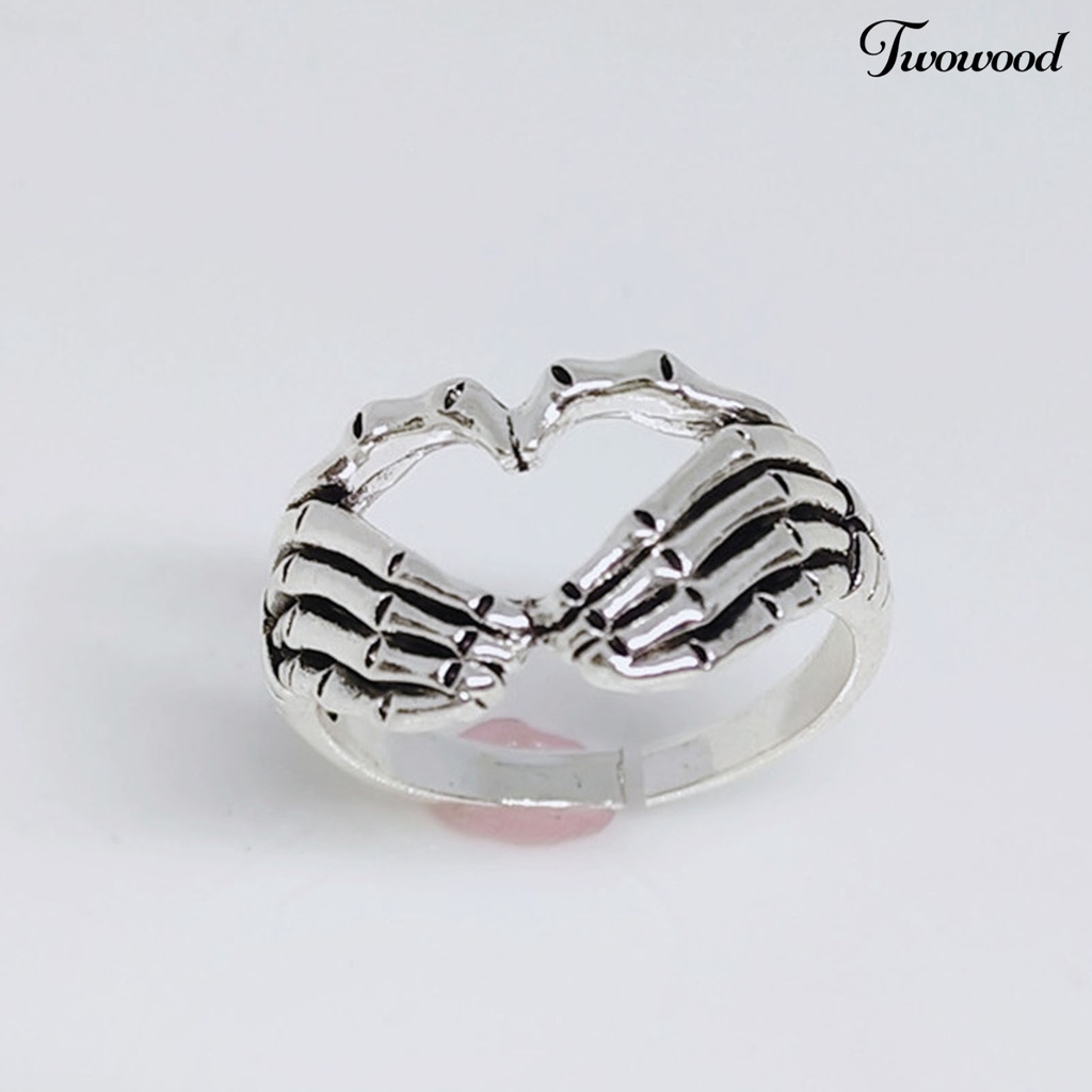 Cincin Bentuk Tangan Tengkorak Bahan Alloy Gaya Retro Hip Hop Untuk Unisex