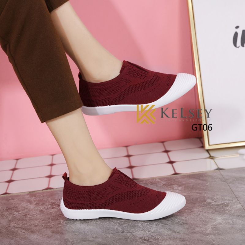 (GRATIS ALAS KAKI) Kelsey Sepatu FlyKnit Shoes Wanita GT06