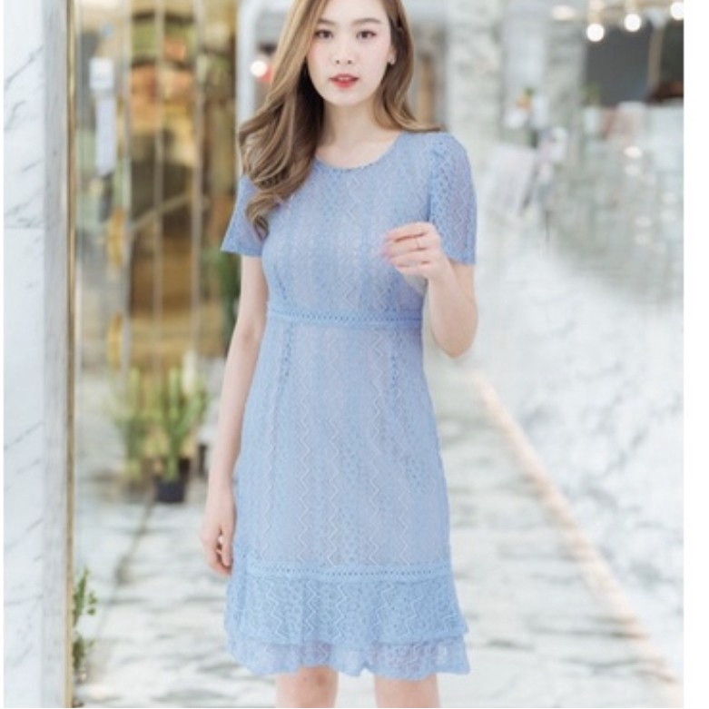 PARTY MIDI DRESS KOREAN STYLE IMPORT PREMIUM ALL SIZE LACE NEW COLLOR