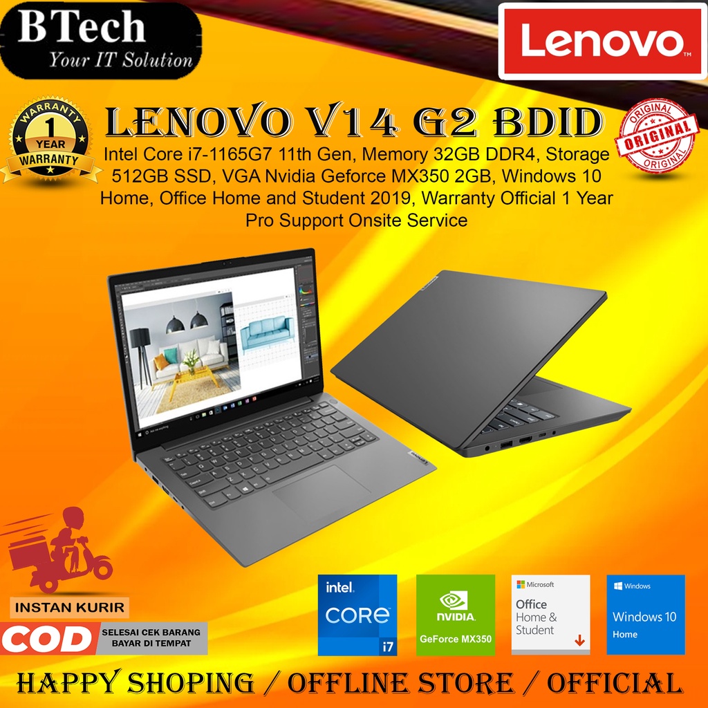 Lenovo V14 G2 ITL BDID Core i7-1165G7 32GB 512GB SSD W10H+OHS VGA 2GB