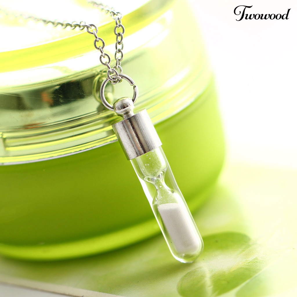 Twowood Glowing Necklace Hourglass Luminous Glass Adjustable Necklace Jewelry for Women