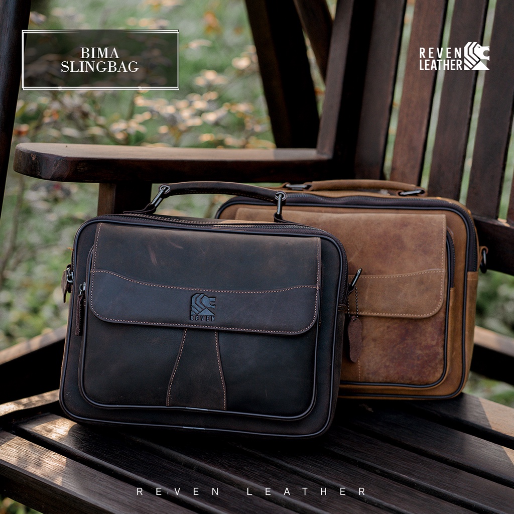 Tas Selempang Slingbag Kerja Pria Reven Bima Original Kulit Asli Sapi