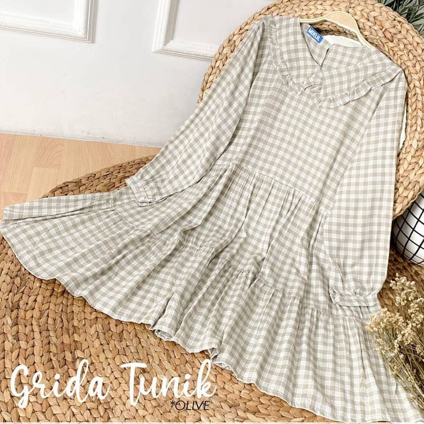 TERBARU- Grida Tunik Kotak-Kotak / Tunik Motif Kotak / Tunik Gingham / Tunik terbaru model korea