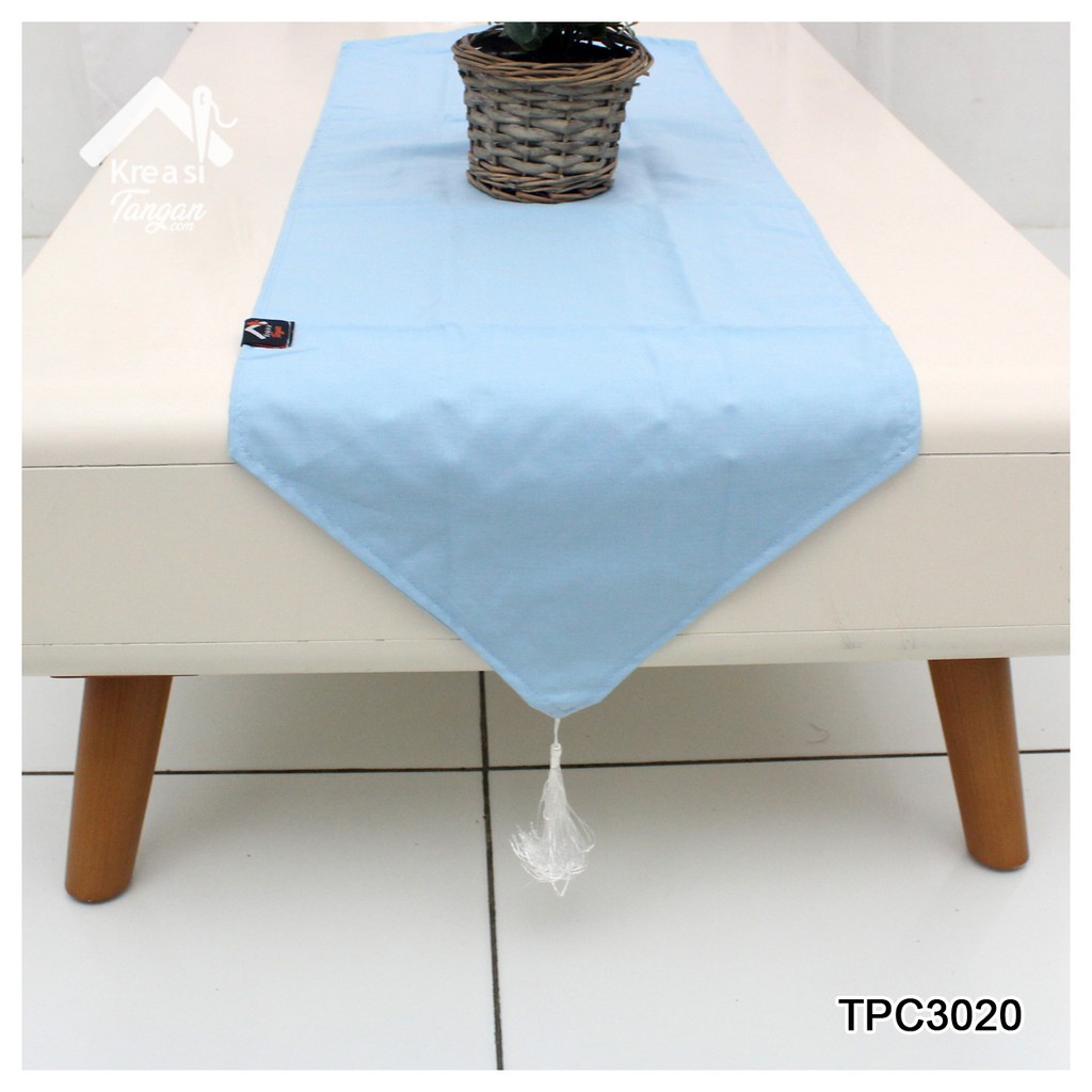 Taplak Meja / Table Runner POLOS  BIRU MUDA Ukuran 105x30 &amp; 150x35 (TPC3020)